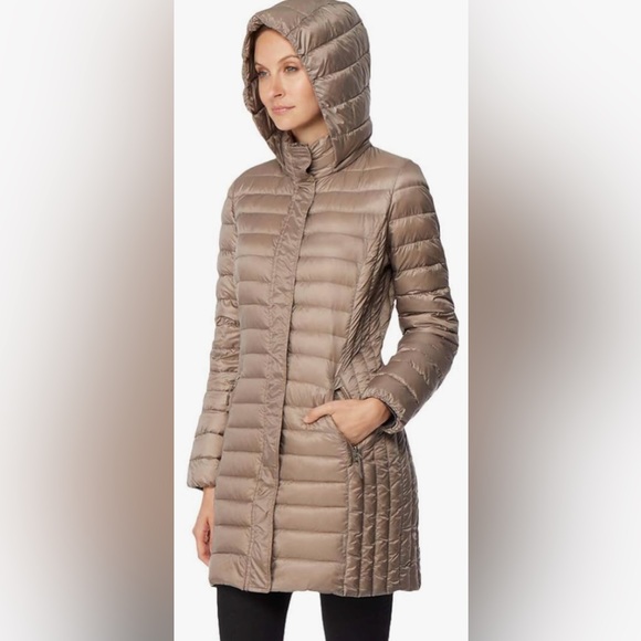 32 Degrees Ultra-Light Down Long Jacket, Tan/Light Brown, Size S, EUC - Picture 2 of 11